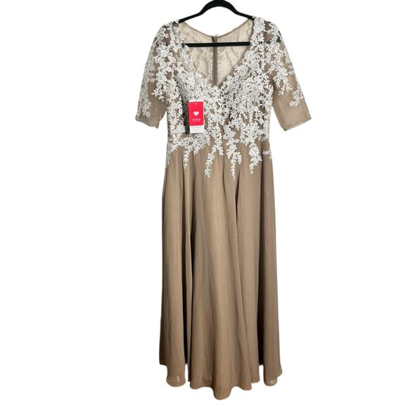 JJ's House Dress Women 12 Taupe Wedding Guest Mother of the Bride Formal  Gown